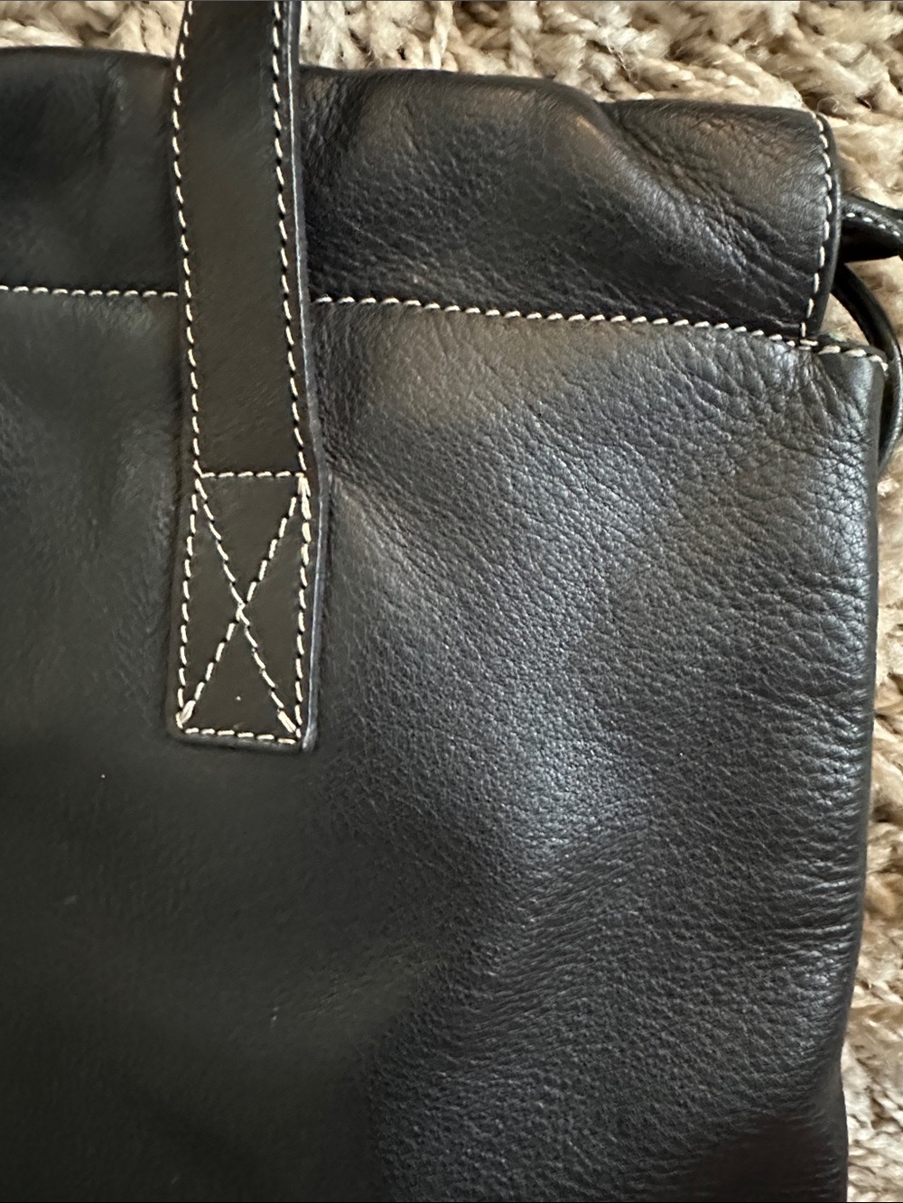 Vintage 1990s Zenith Italian Full-grain Leather Black shoulder/tote bag -NICE - Picture 7 of 16